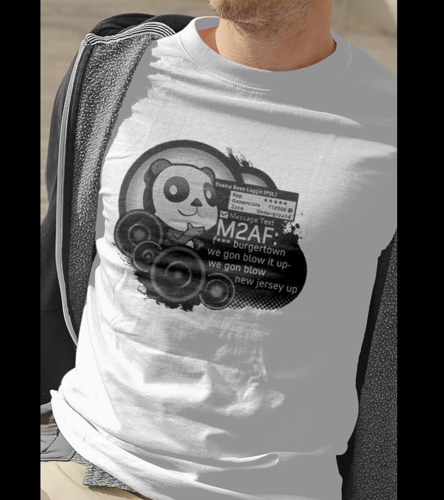 M2AF Panda Osama Been Laggin Burgetown Message New Jersey Underground Gamerscore T-Shirt