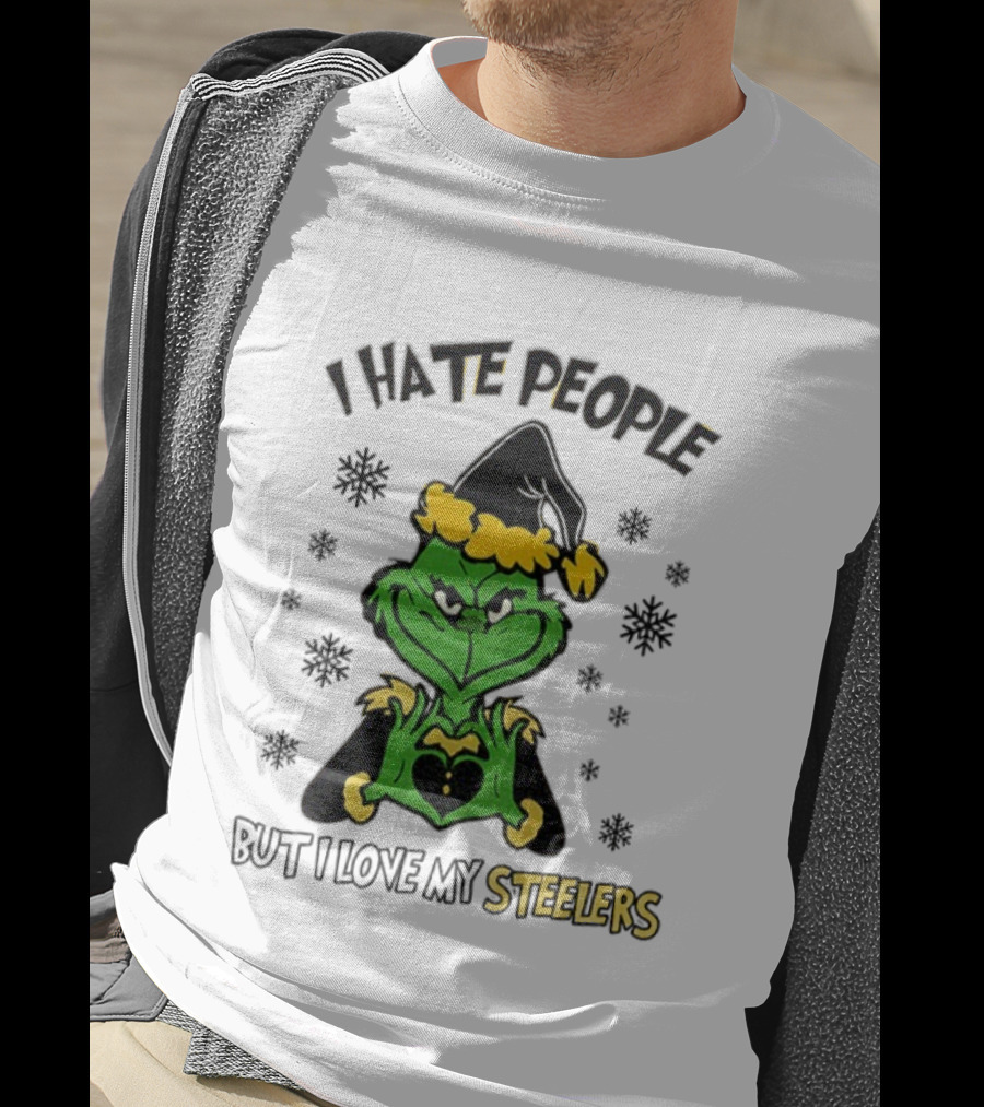 Pittsburgh Steelers Grinch I Hate People But I Love My Steelers Christmas T-Shirt