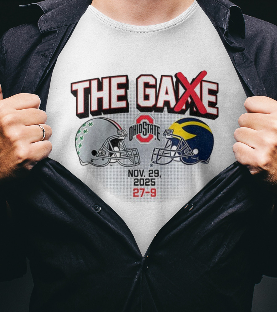 Ohio State Buckeyes Vs Michigan Wolverines Helmets The Game Nov 29 2025 27-9 T-Shirt