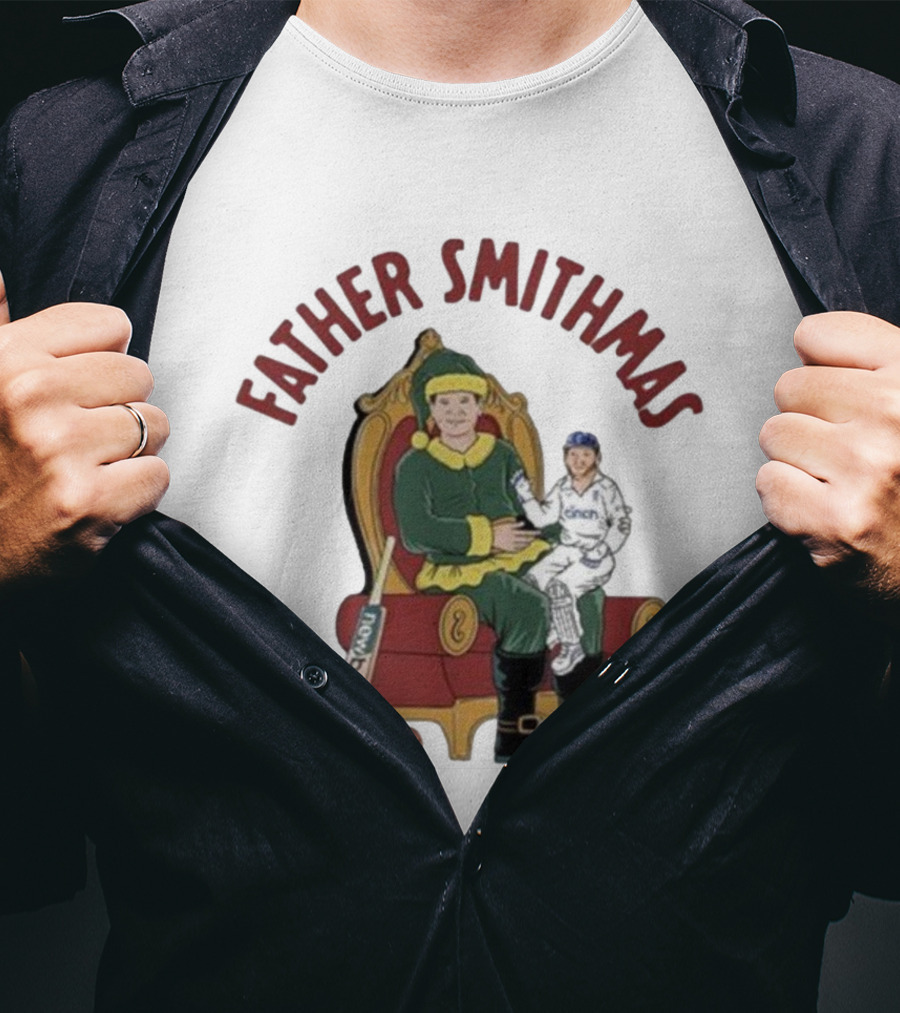 Father Smithmas Santa Suit Christmas Cricket Steve Smith T-Shirt