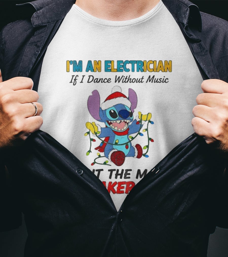 I'm An Electrician Stitch Santa Shut The Main Breaker Off Christmas T-Shirt