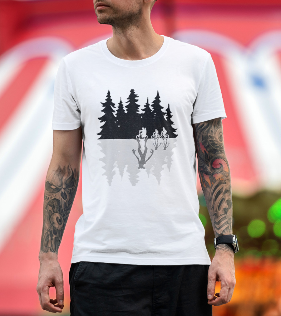 Stranger Things Upside Down Forest Biking Vintage Christmas Tree T-Shirt