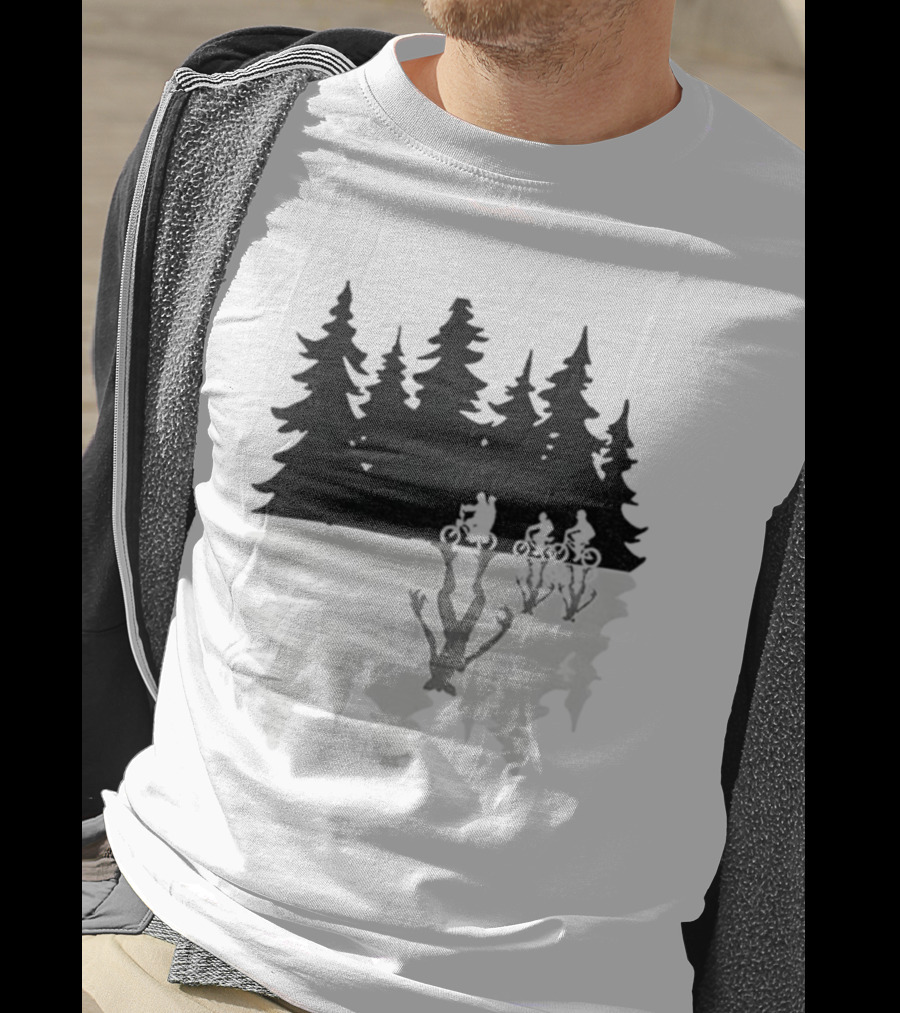 Stranger Things Upside Down Forest Biking Vintage Christmas Tree T-Shirt