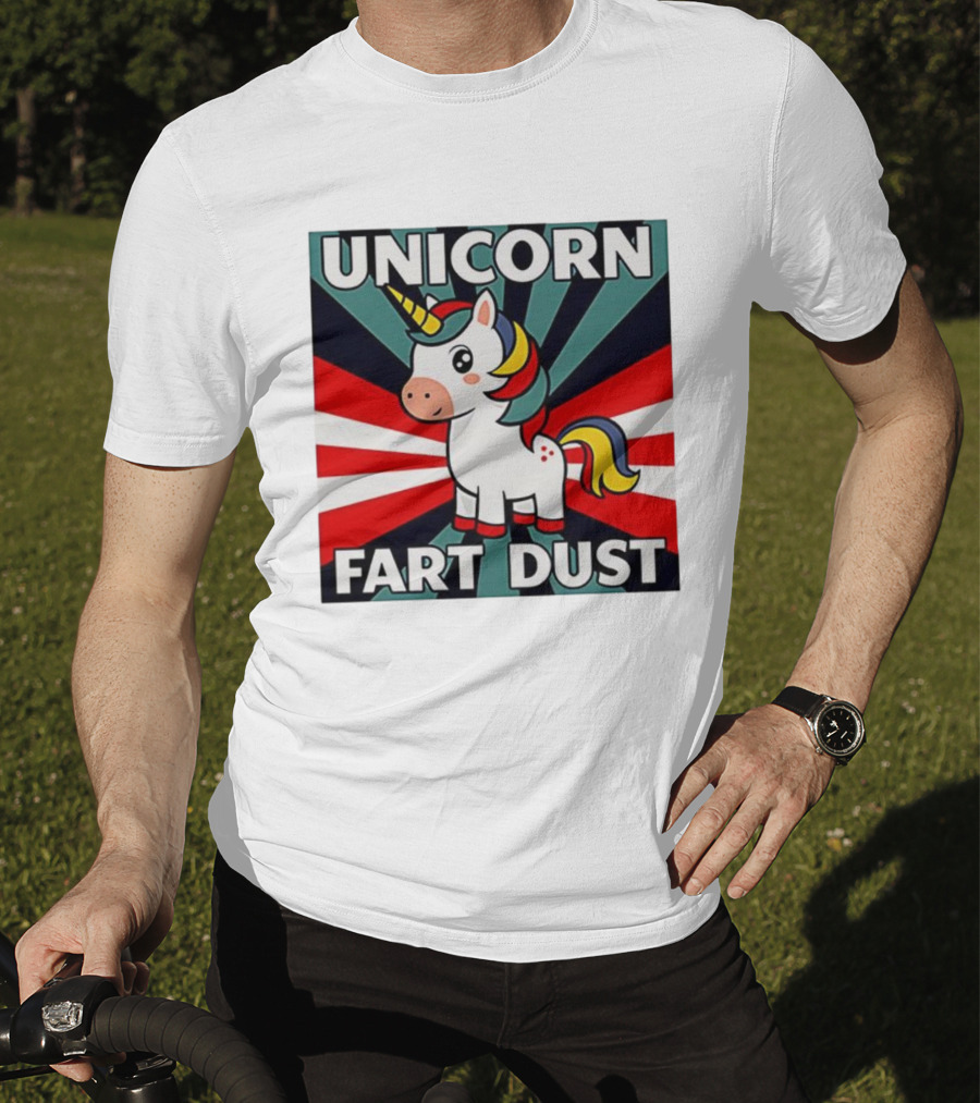 Unicorn Fart Dust Cartoon Colorful Cute Design T-Shirt