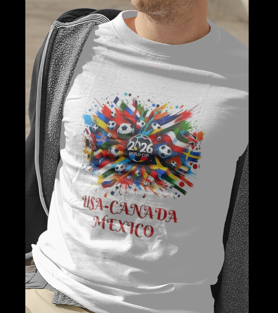World Cup 2026 USA Canada Mexico Soccer Flags Celebration T-Shirt