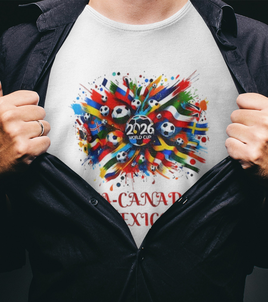 World Cup 2026 USA Canada Mexico Soccer Flags Celebration T-Shirt