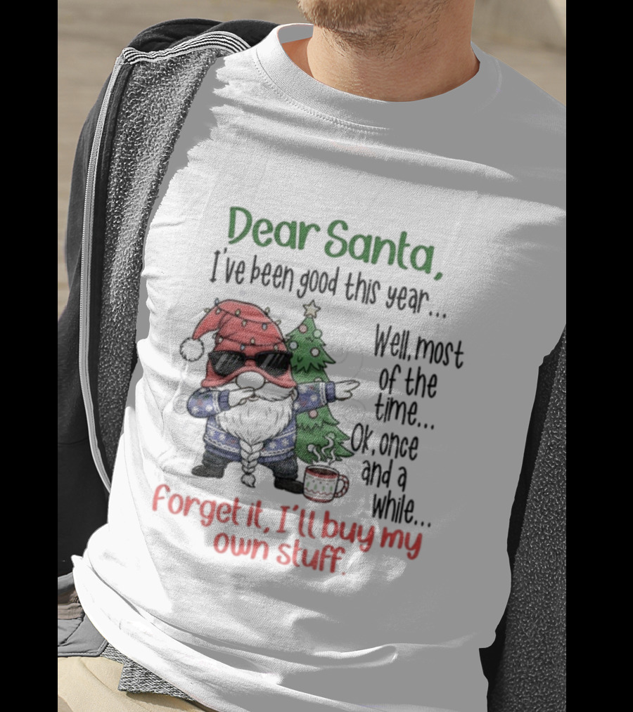 Gnome Dear Santa I’ve Been Good This Year Well Most Of The Time Ok Once And A While Forget It I’ll Buy My Own Stuff Christmas T-Shirt