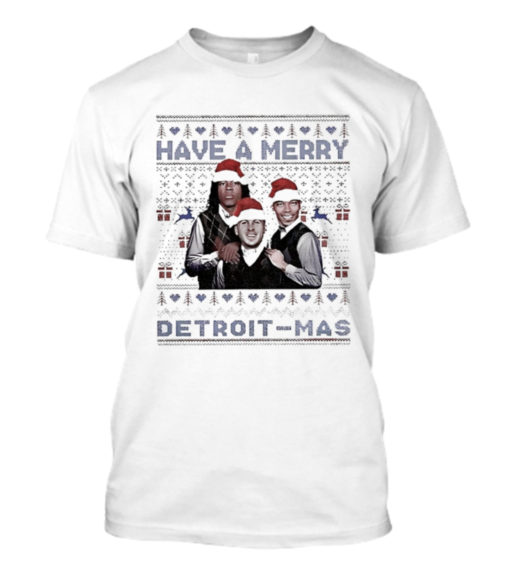 Jared Goff Jahmyr Gibbs Amon Ra St Brown Detroit Lions Have A Merry Detroit-mas T-Shirt