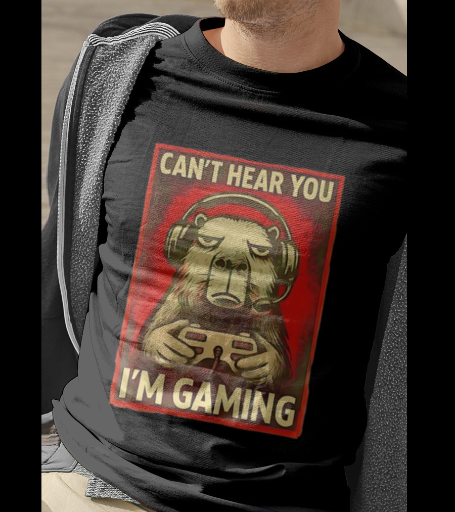 Can't Hear You I'm Gaming Capybara With Headphones Vintage Gaming Vibes T-Shirt