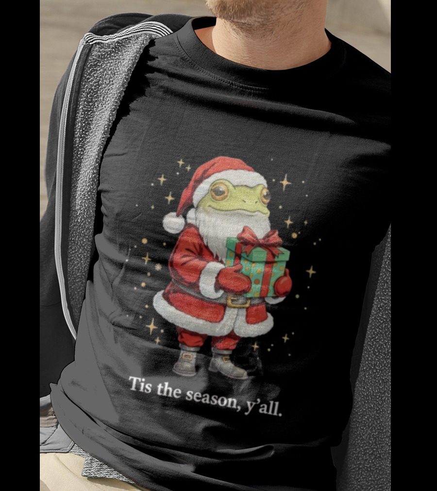 Tis The Season Y'all Frog Santa Christmas T-Shirt