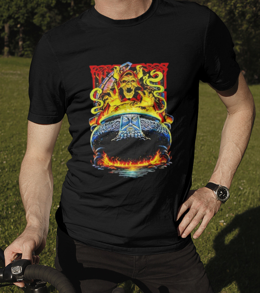 Horned King The Black Cauldron Villain Skull Flames T-Shirt