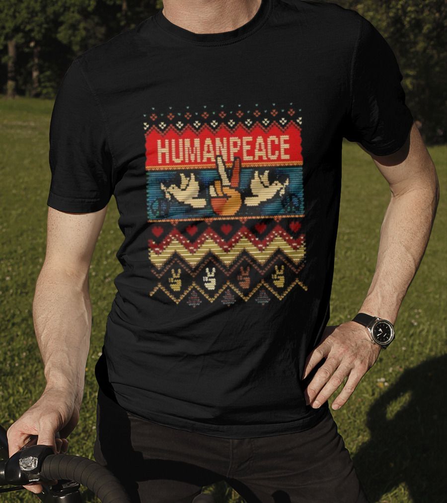 Humanpeace Christmas Hand Sign Dove Peace Ugly T-Shirt
