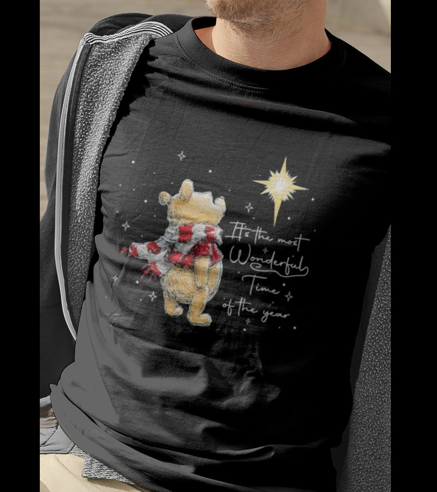 It's The Most Wonderful Time Of The Year Christmas Winnie The Pooh Star And Scarf T-Shirt