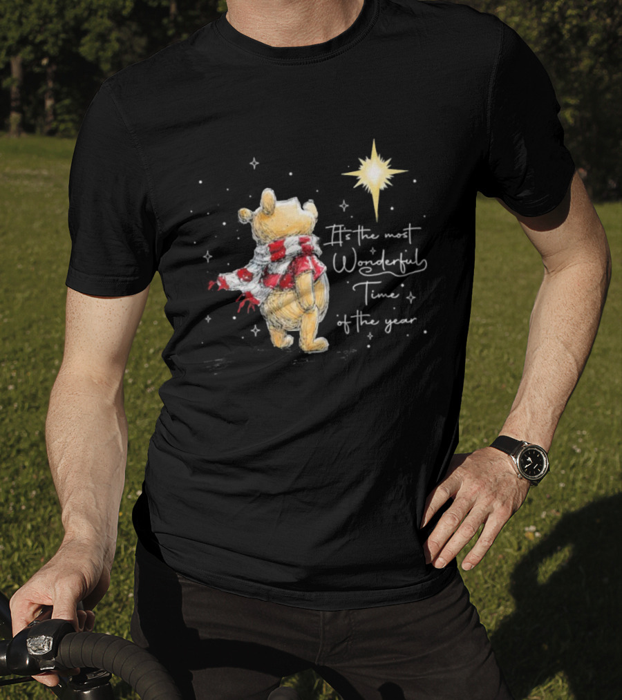 It's The Most Wonderful Time Of The Year Christmas Winnie The Pooh Star And Scarf T-Shirt