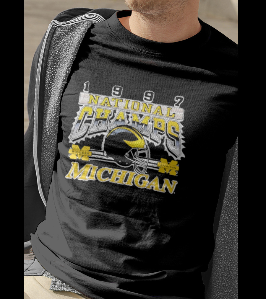1997 Michigan National Champs Wolverines Football Helmet Vintage T-Shirt