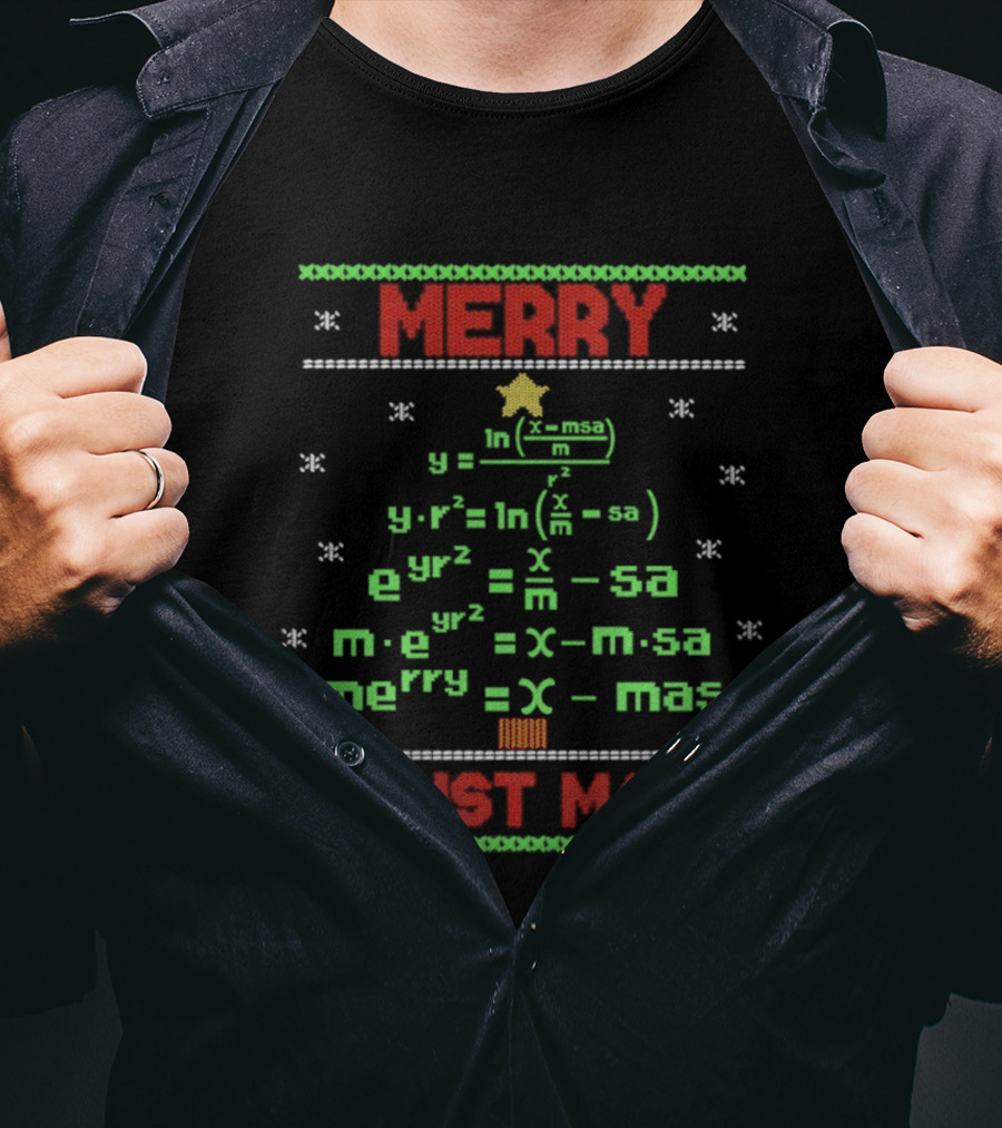 Merry Math Equations Christmas Tree Christ Math T-Shirt