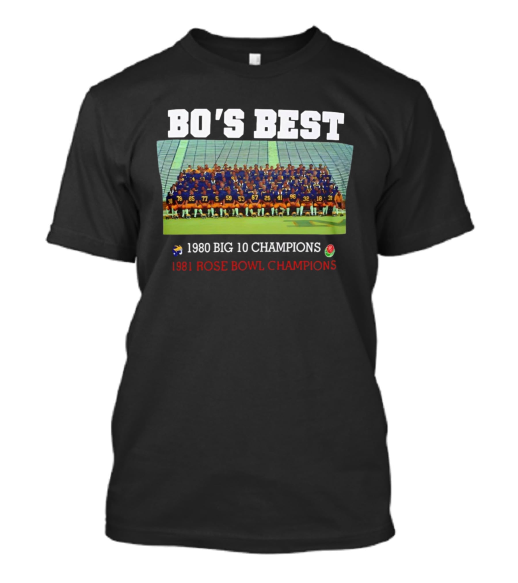 Michigan Wolverines Bo's Best Big 10 Champions Rose Bowl Winning Team T-Shirt