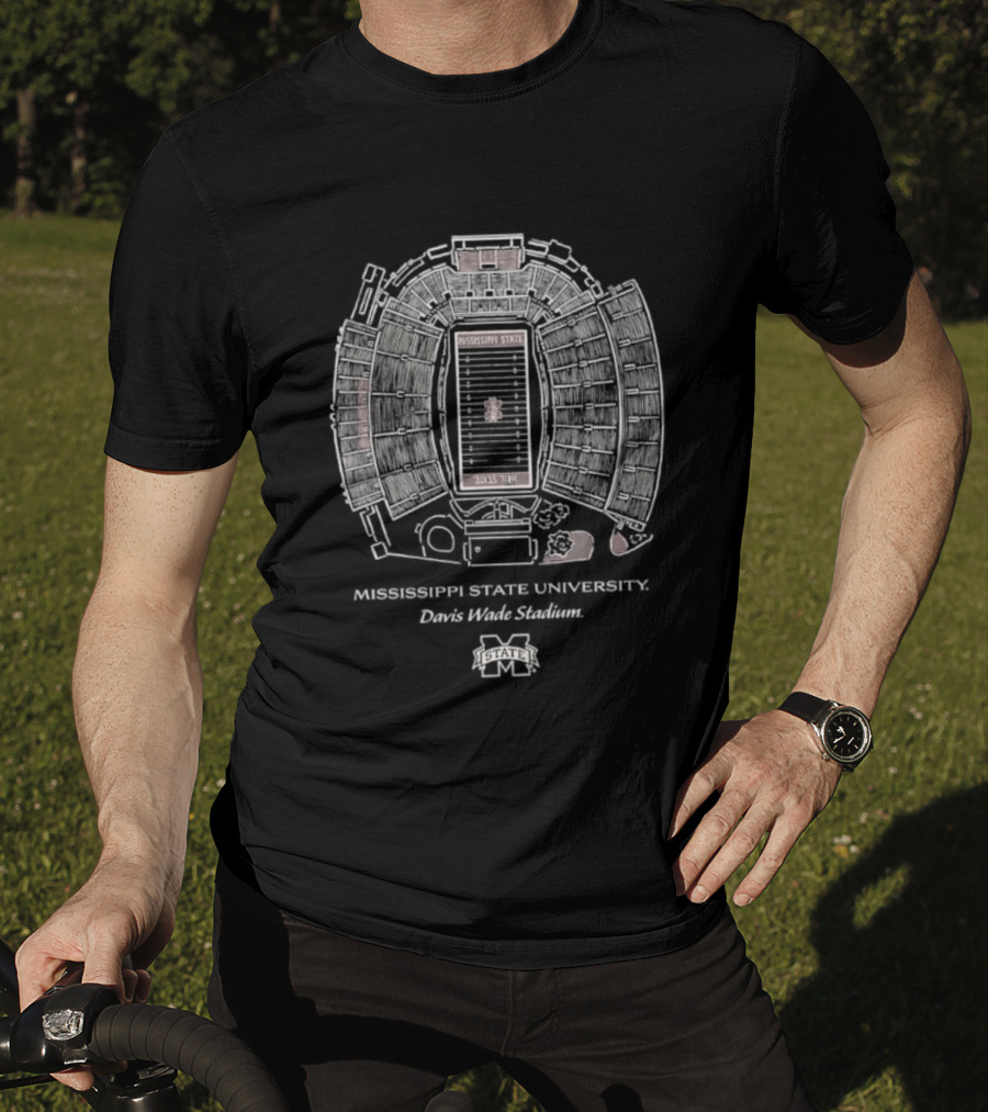 Mississippi State University Davis Wade Stadium Blueprint Stadium Layout Architecture Plan T-Shirt