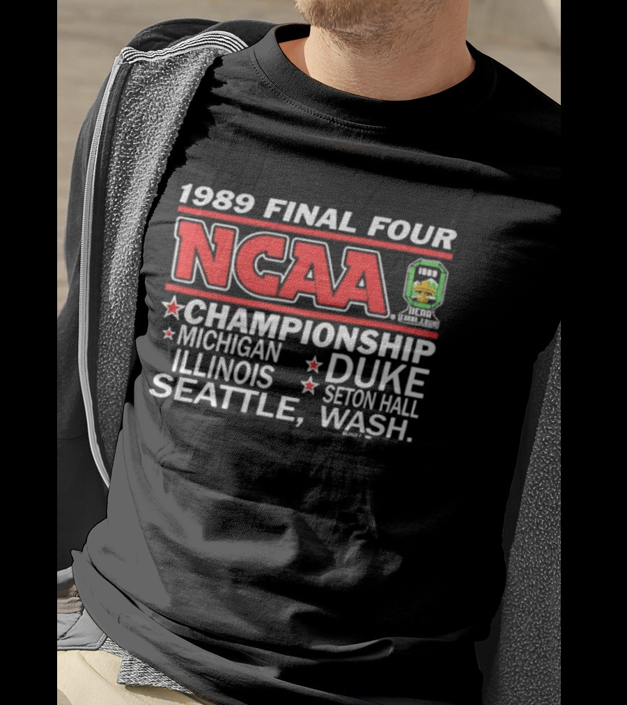 1989 NCAA Final Four Championship Michigan Illinois Duke Seton Hall Seattle Washington T-Shirt