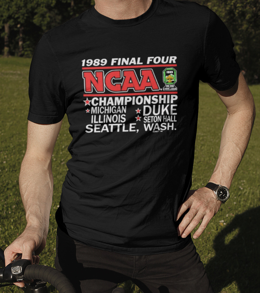 1989 NCAA Final Four Championship Michigan Illinois Duke Seton Hall Seattle Washington T-Shirt