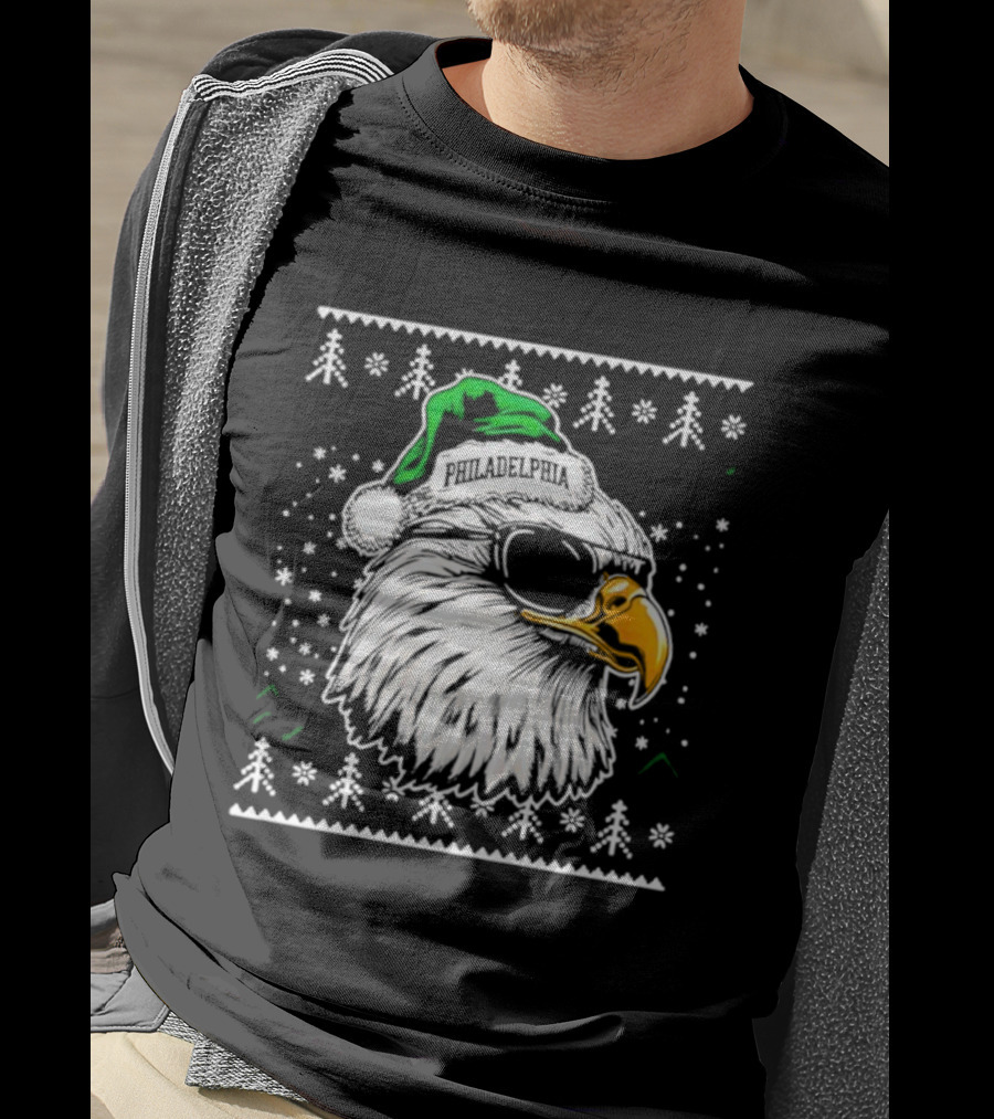 Philadelphia Eagles Mascot Festive Christmas Sweater Ugly Holiday Style T-Shirt