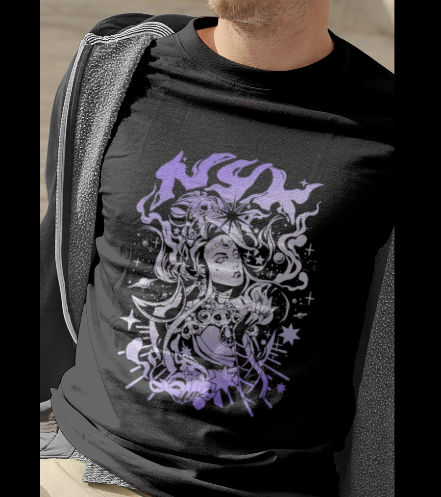 Hades Nyx Night Incarnate Mythology Art Purple Aesthetic Stars And Moons T-Shirt