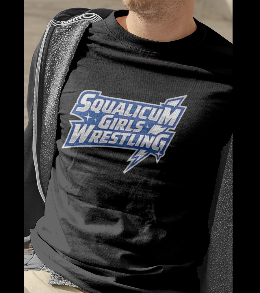Squalicum Girls Wrestling Team Lightning Bold Font T-Shirt
