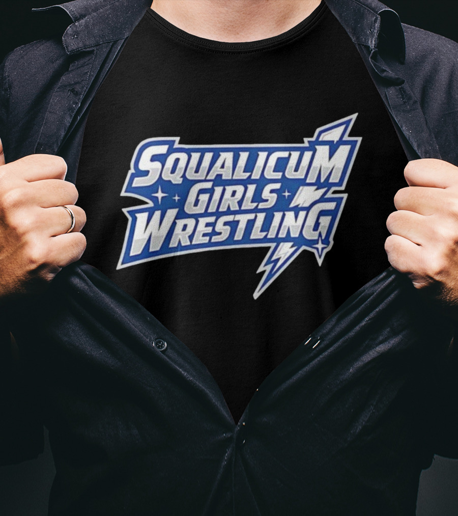 Squalicum Girls Wrestling Team Lightning Bold Font T-Shirt