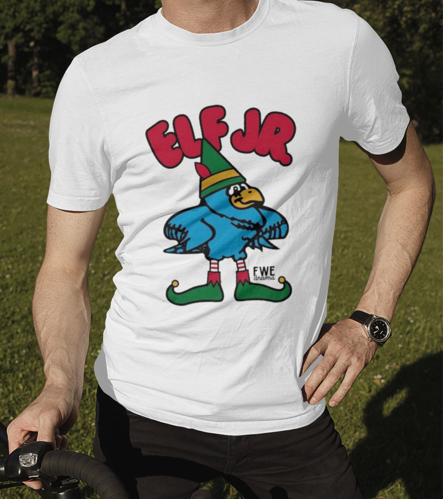 Ft Wright Elf JR Bird In Green Hat And Striped Socks T-Shirt