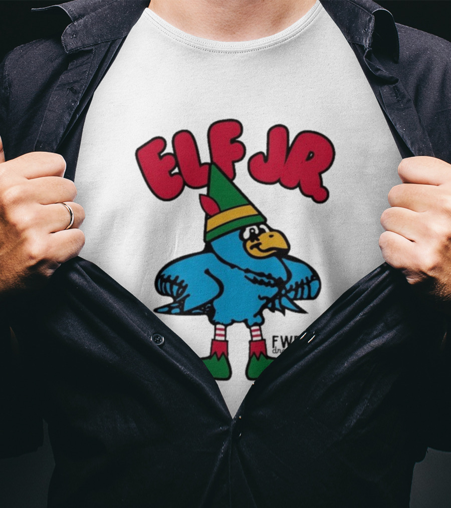 Ft Wright Elf JR Bird In Green Hat And Striped Socks T-Shirt