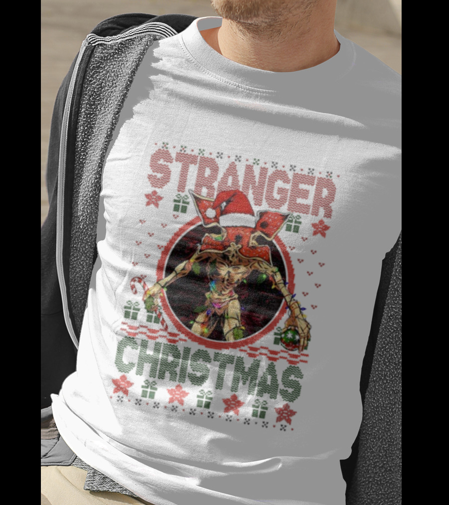 Stranger Christmas Demogorgon Santa Hat T-Shirt