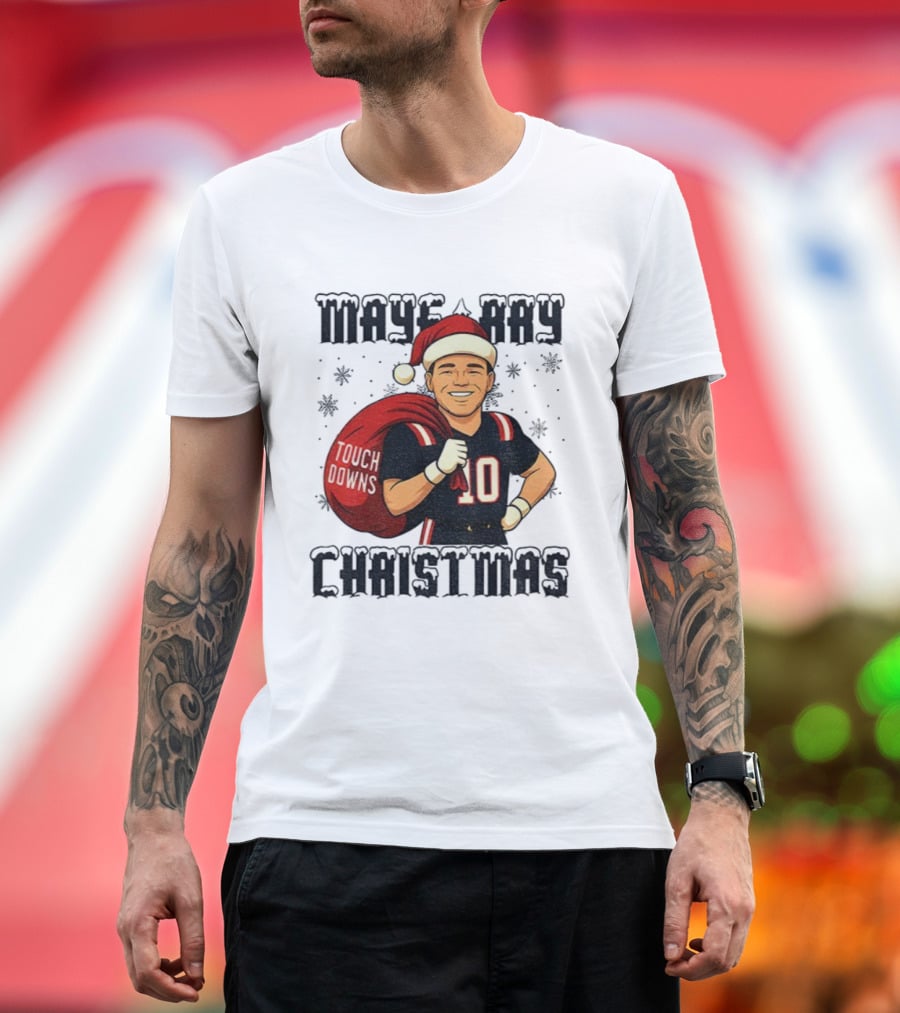 Maye-Day Touchdowns Christmas Santa Vintage Drake Maye Football T-Shirt