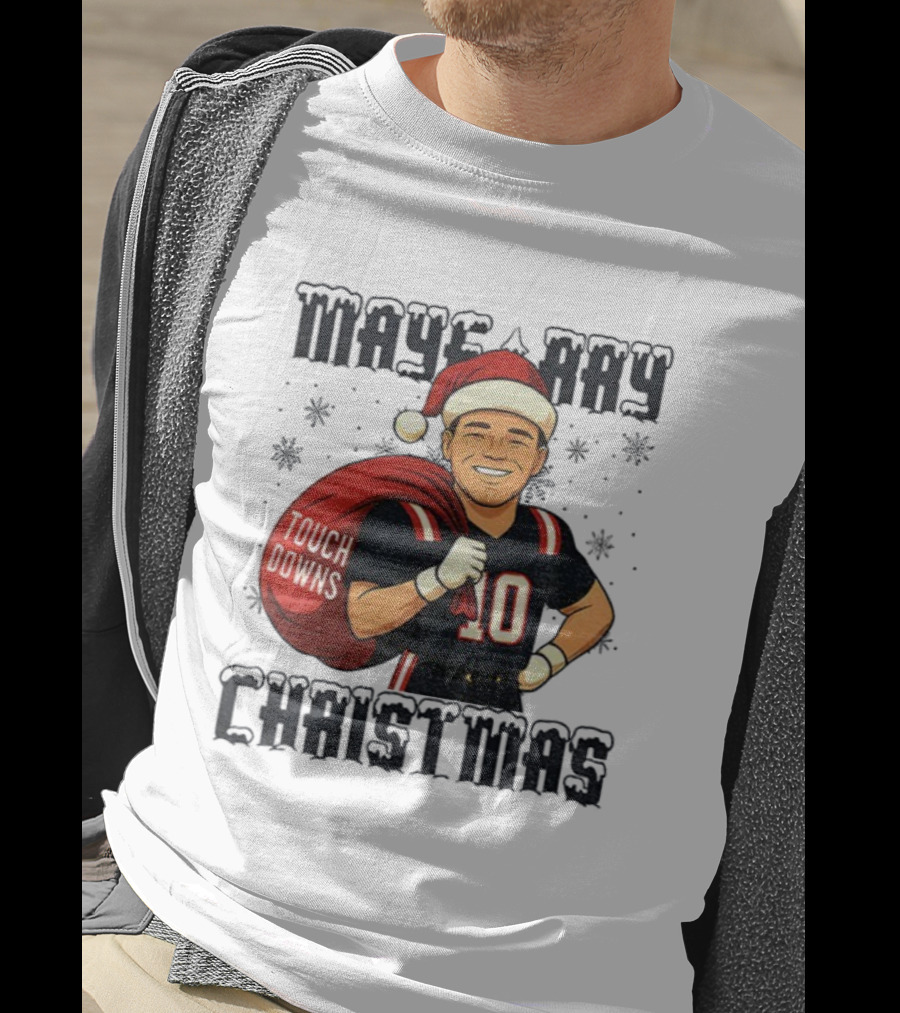 Maye-Day Touchdowns Christmas Santa Vintage Drake Maye Football T-Shirt