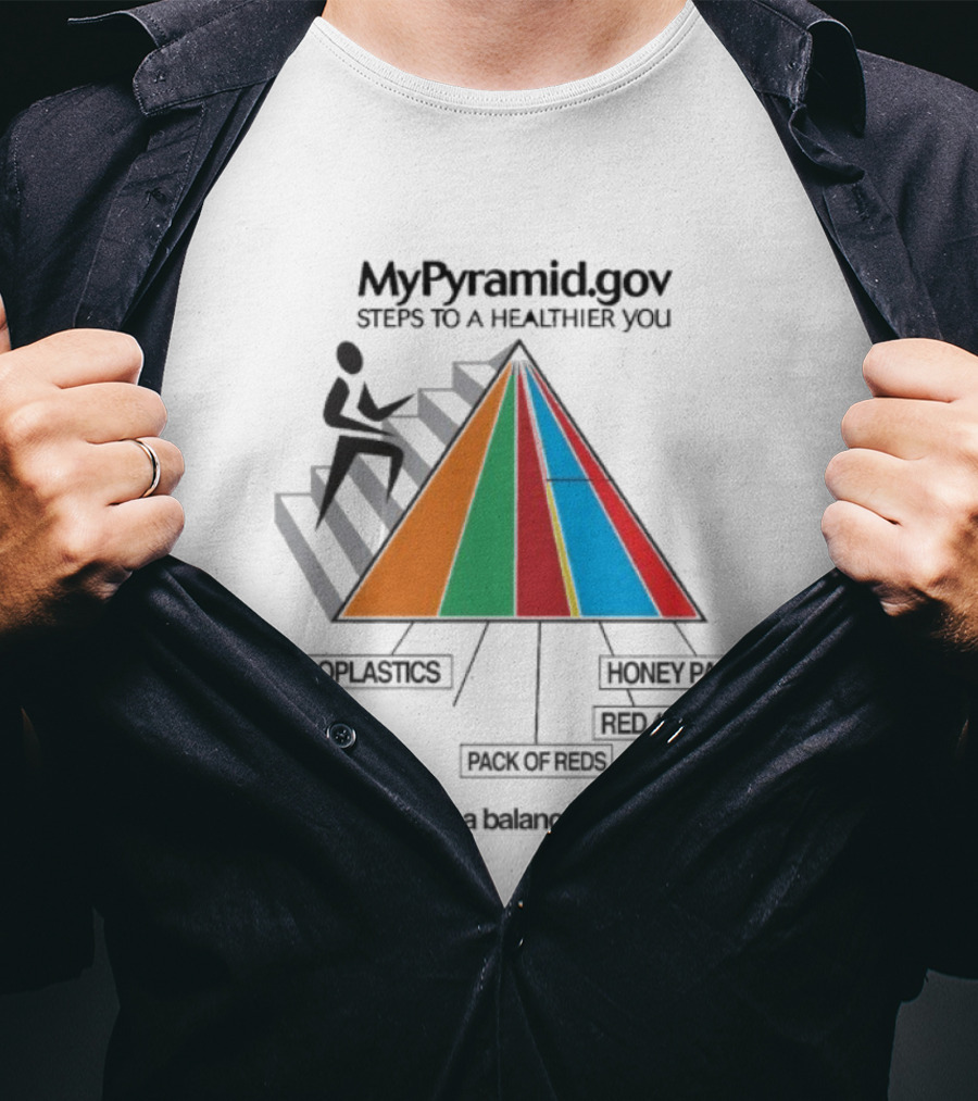 MyPyramid.Gov Steps To A Healthier You Microplastics Juice Packs Two Of These Part Of A Balanced Diet T-Shirt