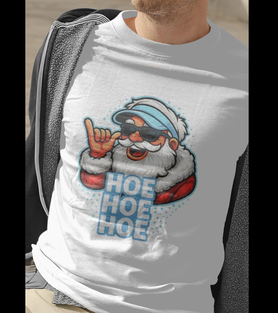 Ho Ho Ho Funny Football Christmas Santa With Sunglasses T-Shirt