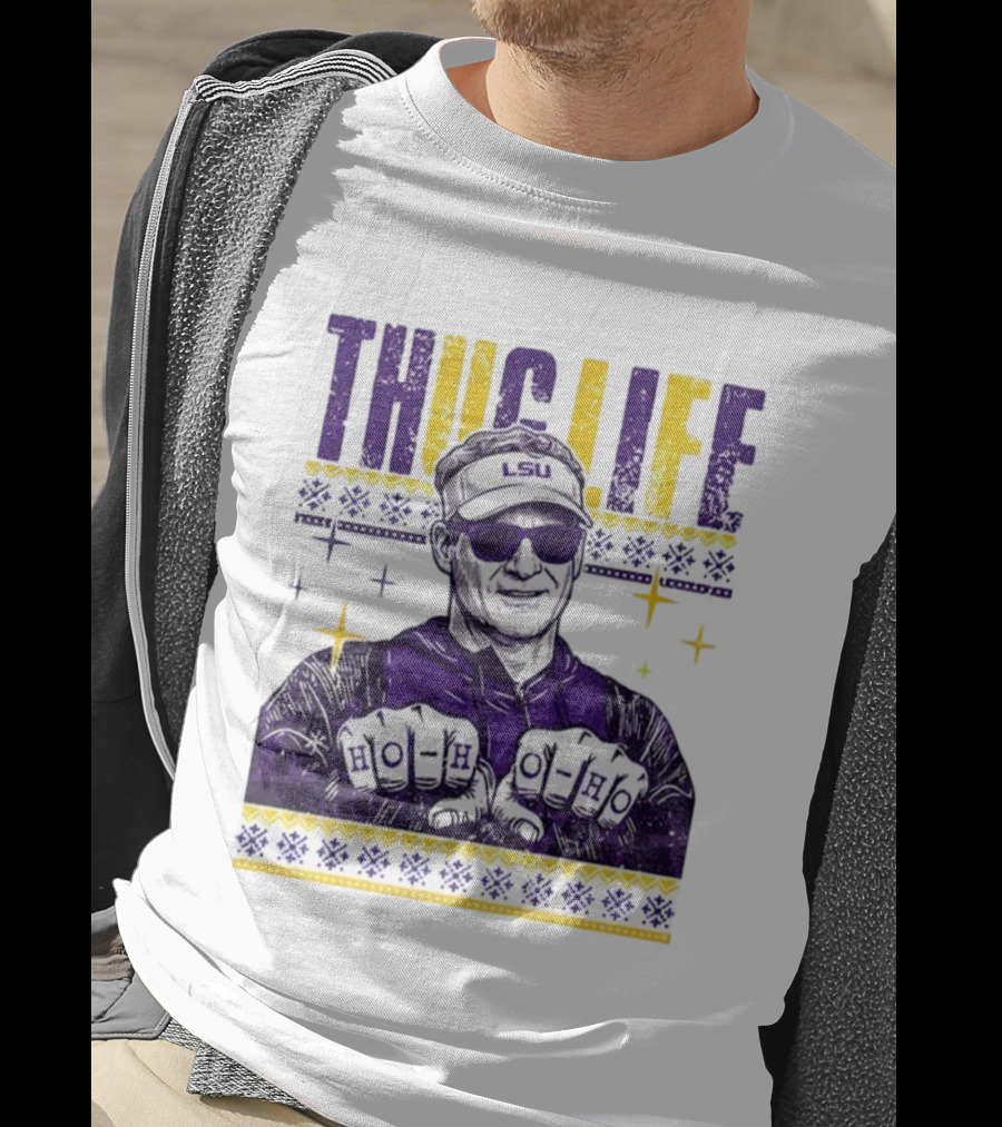 LSU Thug Life Lane Kiffin Ho Ho Ho Christmas Coach T-Shirt