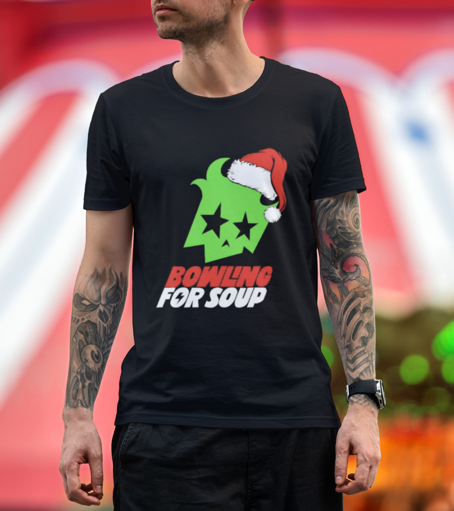 Bowling For Soup Xmas Christmas Santa Hat Stars T-Shirt