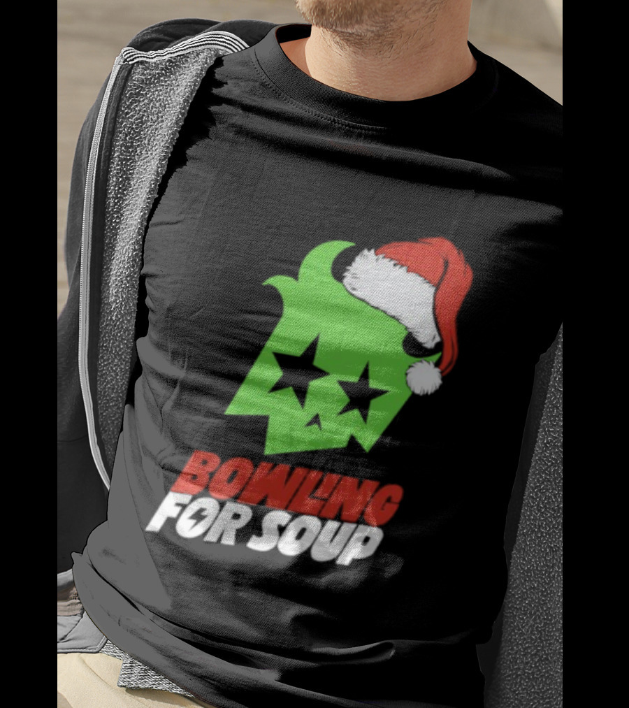 Bowling For Soup Xmas Christmas Santa Hat Stars T-Shirt