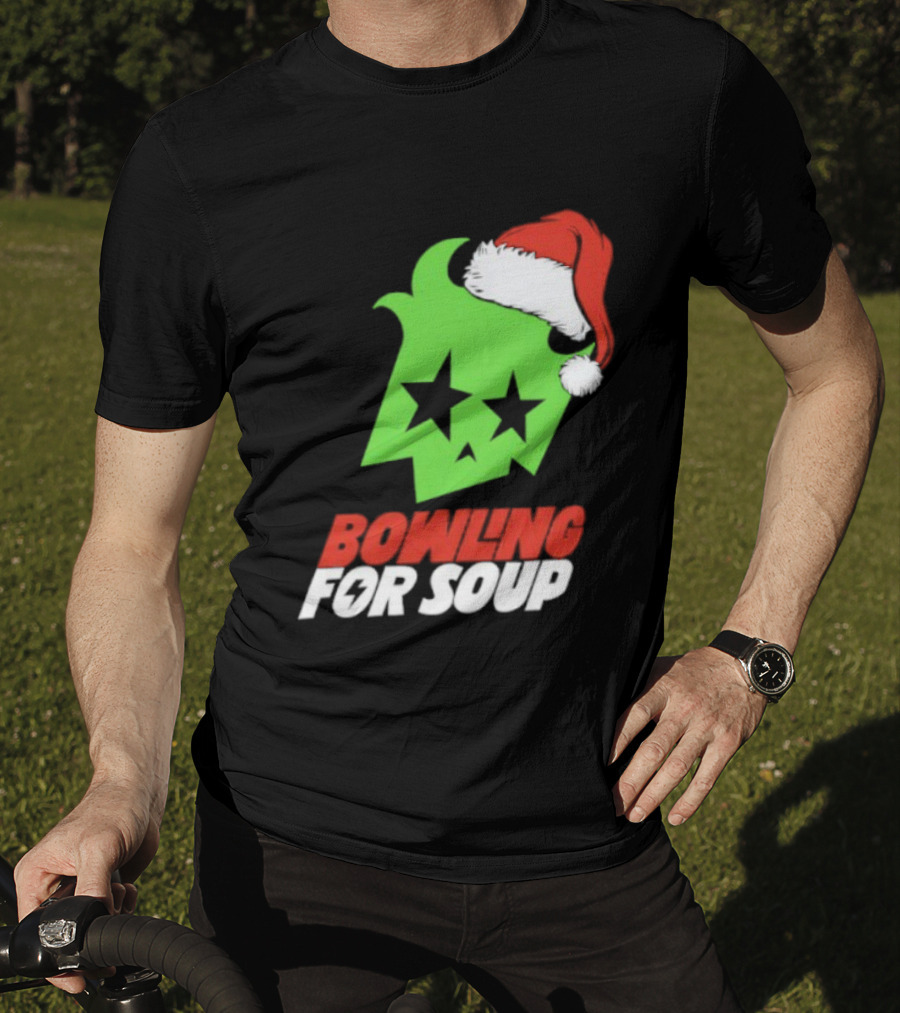 Bowling For Soup Xmas Christmas Santa Hat Stars T-Shirt