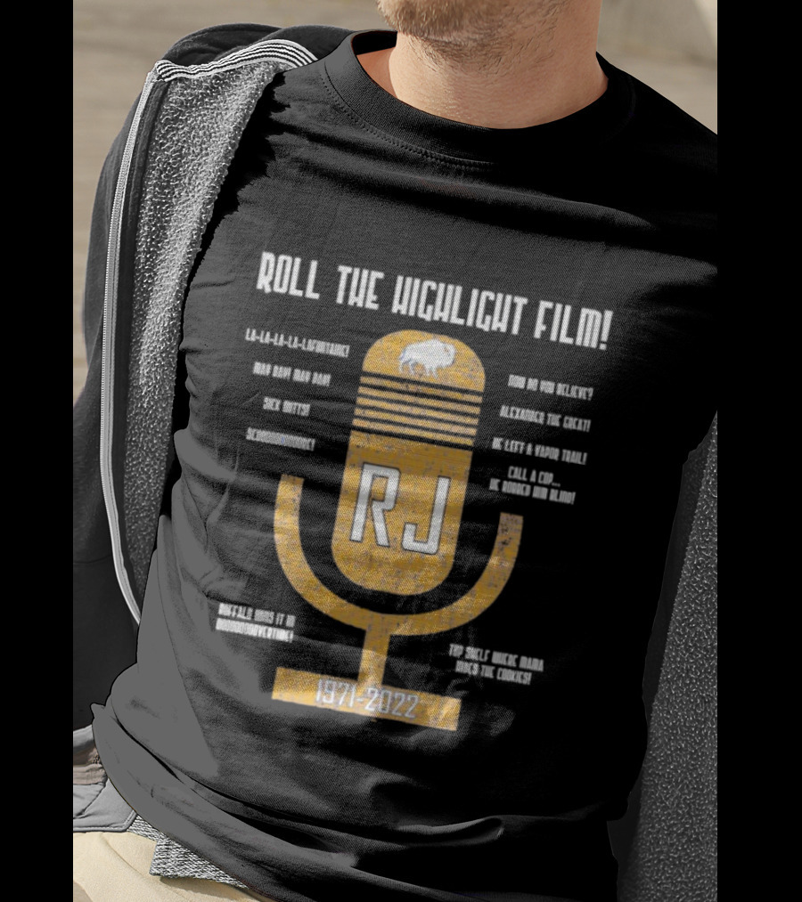 RJ 1971-2022 Roll The Highlight Film Buffalo Bills Microphone Retro Style T-Shirt