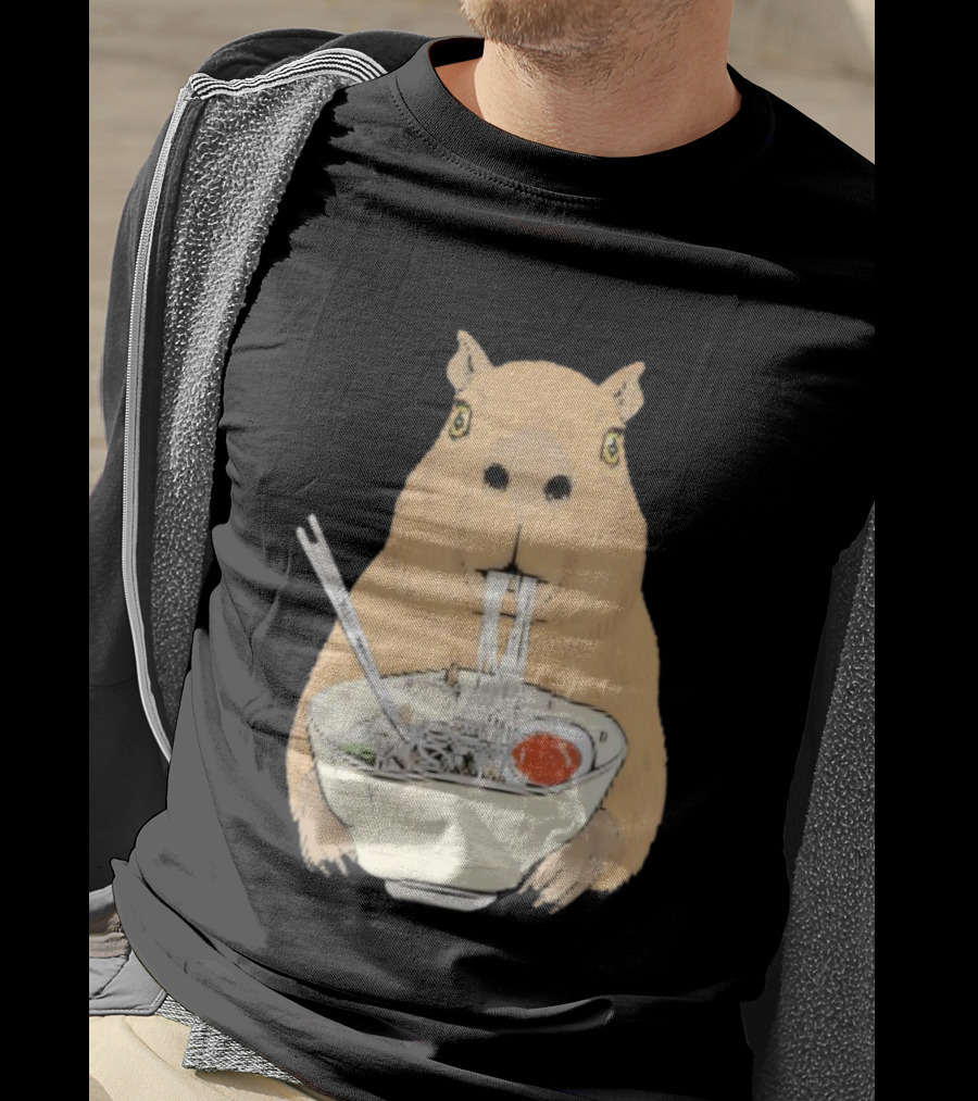 Capybara Eating Ramen Noodles Japanese Style T-Shirt