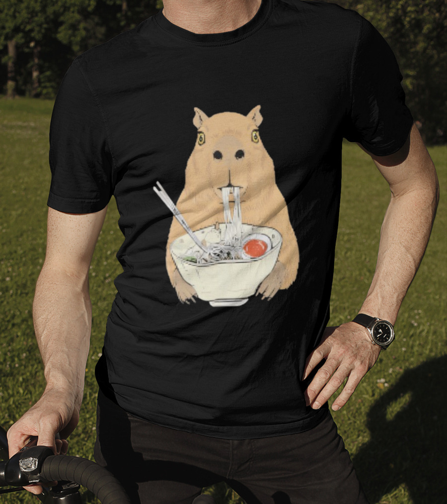 Capybara Eating Ramen Noodles Japanese Style T-Shirt