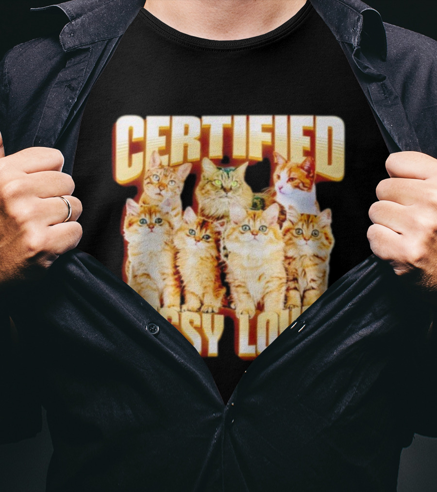 Certified Pussy Lover Cute Cat Compilation T-Shirt