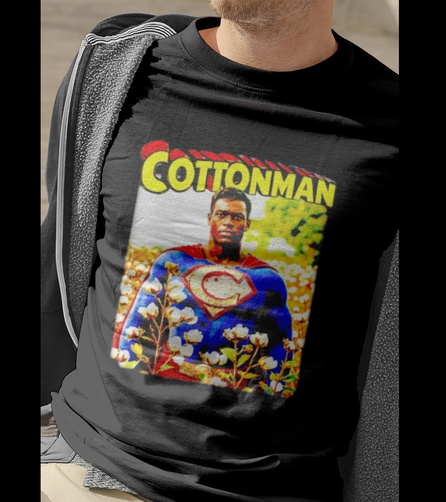 Cottonman Superman Hero In Blooming Cotton Field T-Shirt