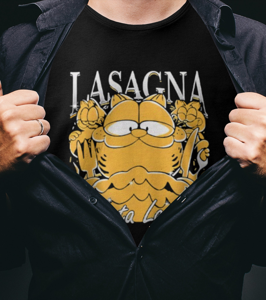 Garf Lasagna Pasta Lover Cat Iconic Character Fun Design T-Shirt