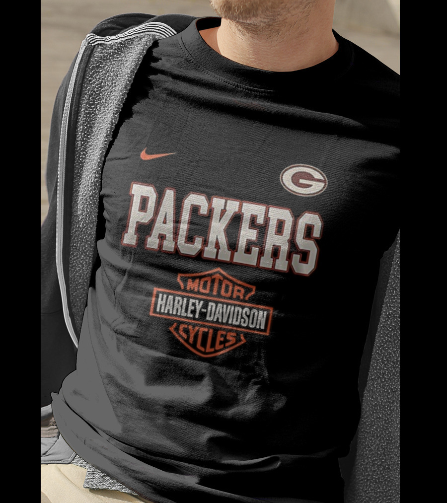 Packers Nike Harley Davidson Motorcycles G Emblem T-Shirt