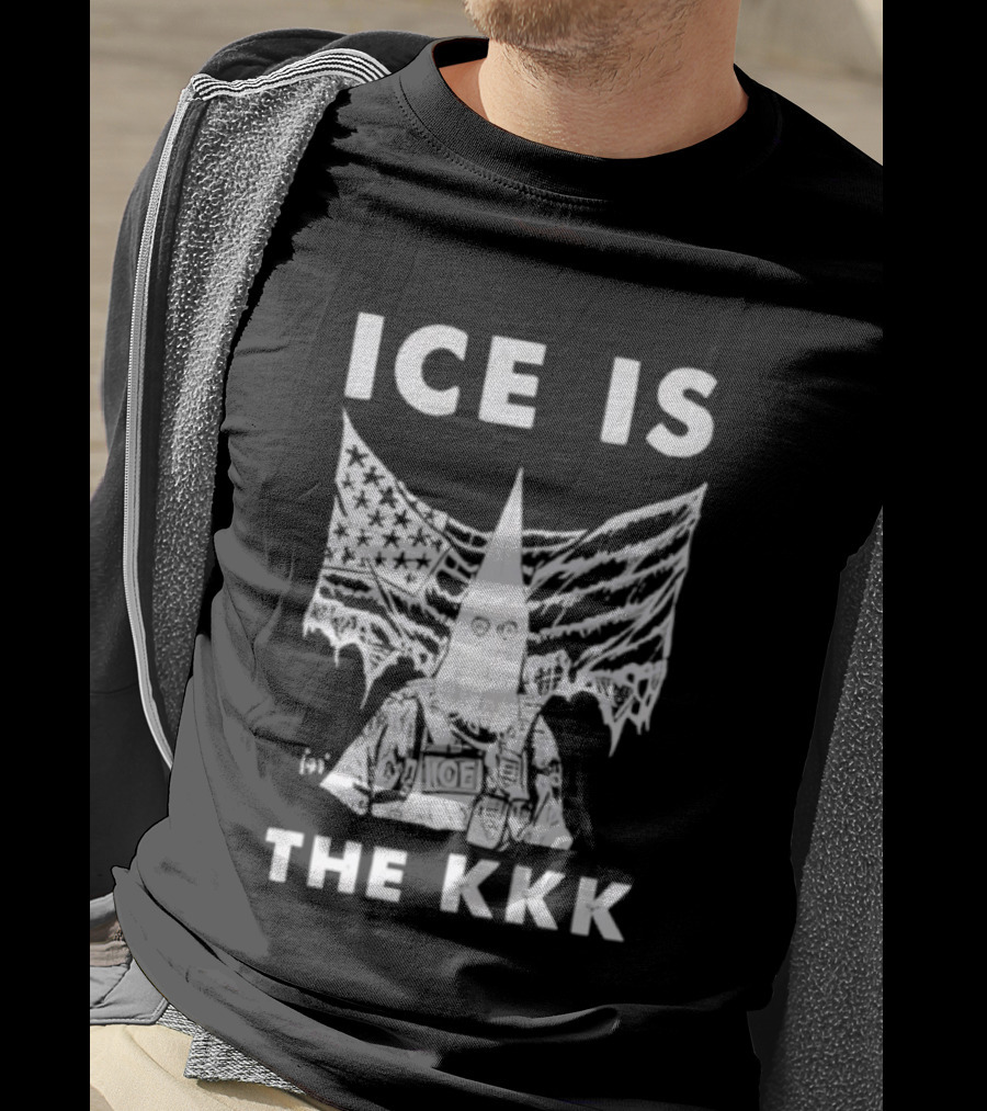 ICE Is The KKK American Flag And Hooded Figure T-Shirt
