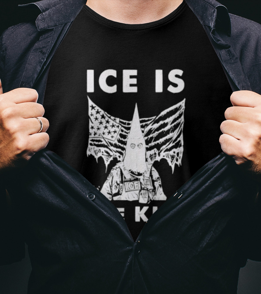 ICE Is The KKK American Flag And Hooded Figure T-Shirt
