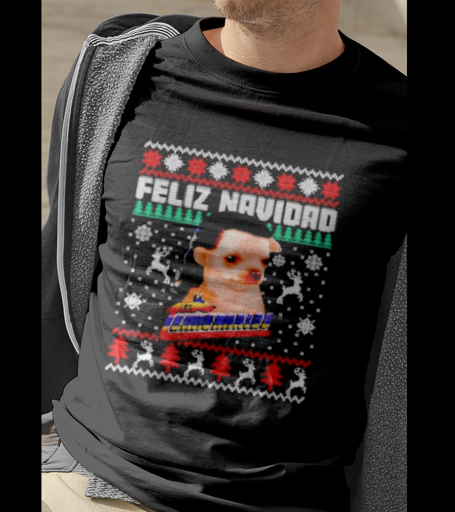 Feliz Navidad Los Temerarios Dog Ugly Christmas Sweater Design T-Shirt