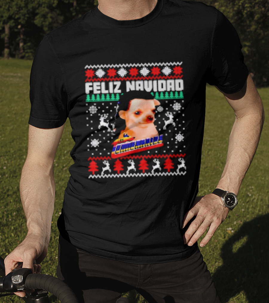 Feliz Navidad Los Temerarios Dog Ugly Christmas Sweater Design T-Shirt